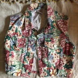 Vinatge Bongo denim Vest with floral print